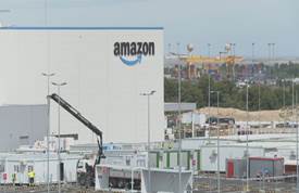 Construcción del nuevo centro logístico de Plaza de Amazon./ Aragón TV.